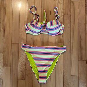 NWT Dippin’ Daisy’s Bikini Set in Y2K Stripe